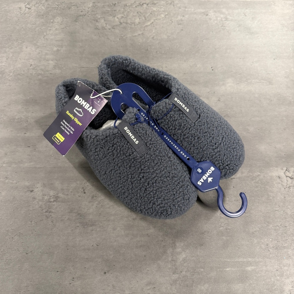 Bombas Slipper Men Size 8 Sunday Slipper Cool Smoke Blue Gray Sherpa NEW